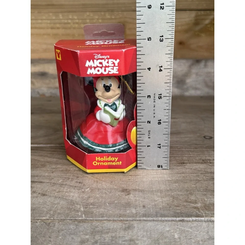 1999 Enesco Disney Minnie Mickey Mouse Work Holiday Ornament Reading Book 882062